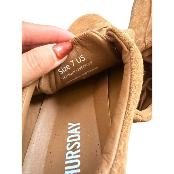 THURSDAY Women's Everyday Tan Suede Lace Up Sneakers Size 7 - Picture 3 of 10